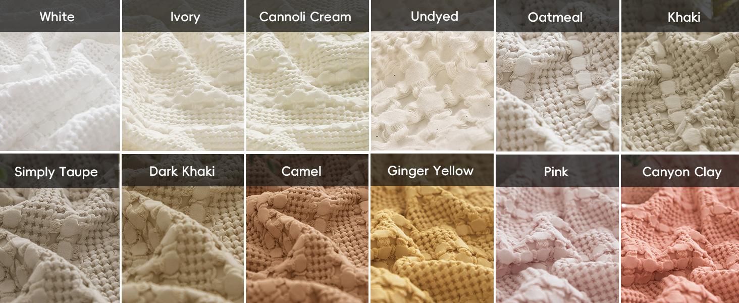 PHF 100% Cotton Weave Waffle Blanket, Aesthetic Soft Woven and Breathable Blanket for Bed Sofa Home Decor for All Seasons, New Year Gift