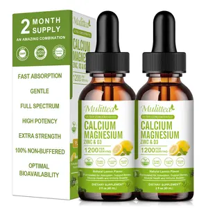 Calcium Magnesium Zinc Liquid with Vitamin D3, Magnesium Glycinate Plus Vitamin C K2, High Absorption Plant Calcium Supplement for Heart & Bone, Sugar-Free, Lemon Flavor