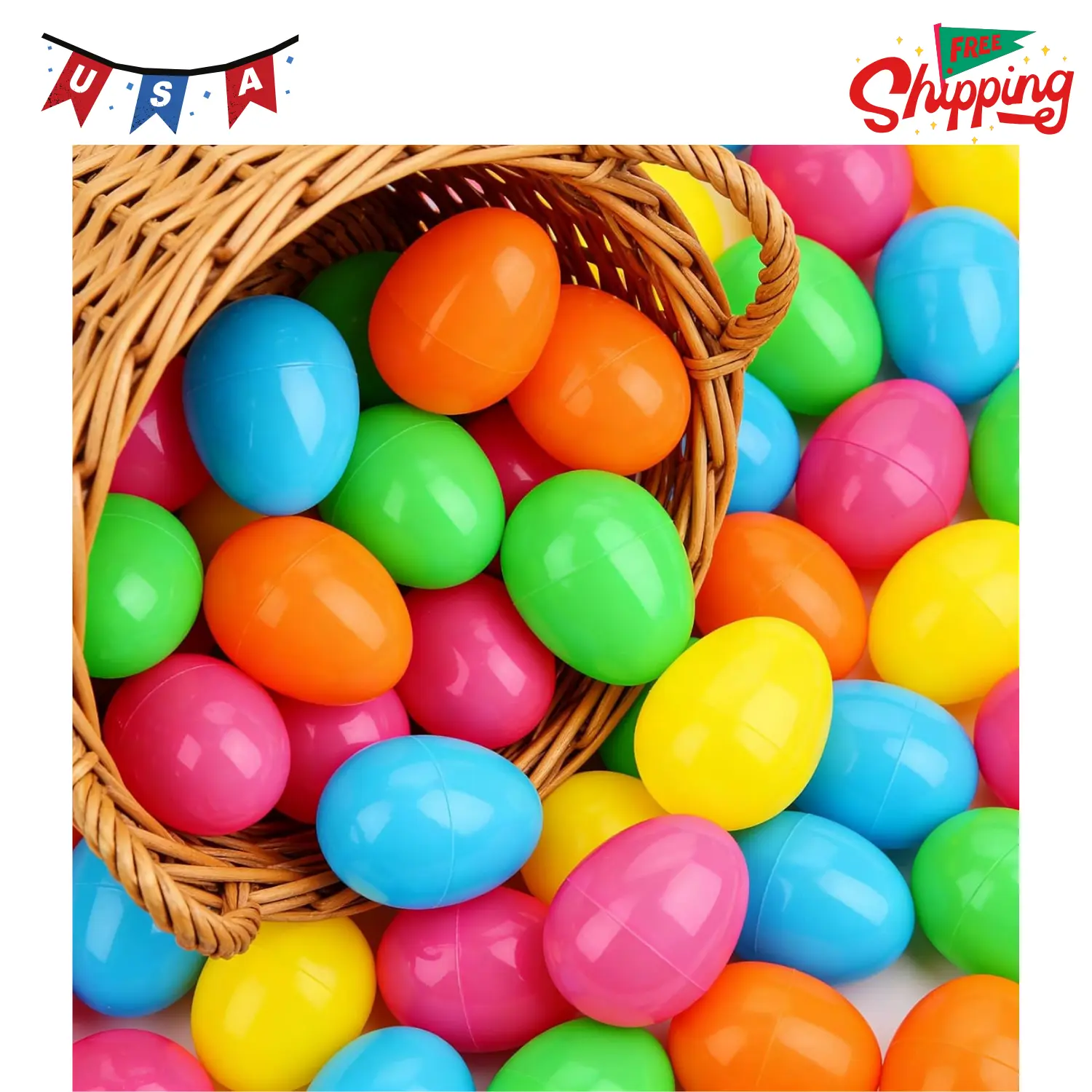 48 Pcs Easter Eggs, Premium Plastic Solid Color Egg Set