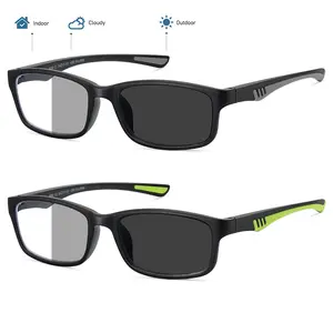 2PCS Sport Photochromic Glasses Men Lens Blue Light Blocking Reading Glasses Computer Reader Wide Style Spring Hinge Eyeglass