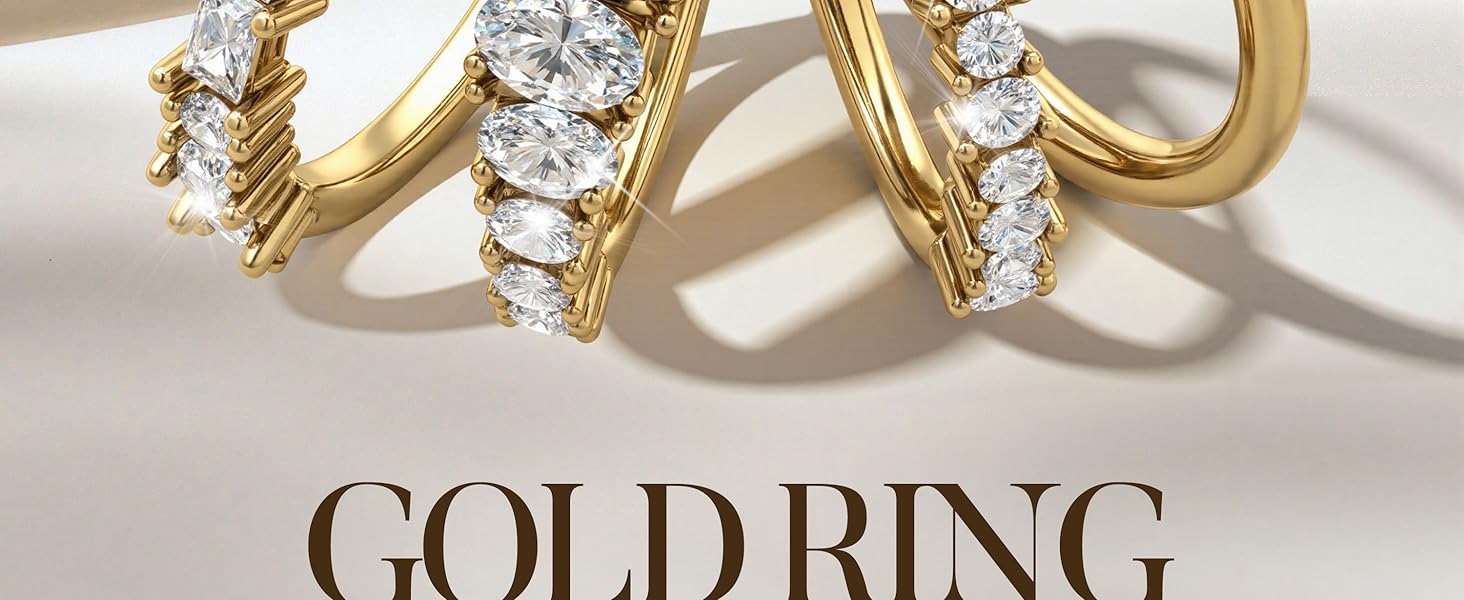 LOLIAS 14K Gold Plated Stackable Rings for Women Non Tarnish - Dainty Cubic Zirconia Wedding Bands Ring Set Minimalist Trendy Statement Engagement Promise Thumb Rings Stacking Size 5-10