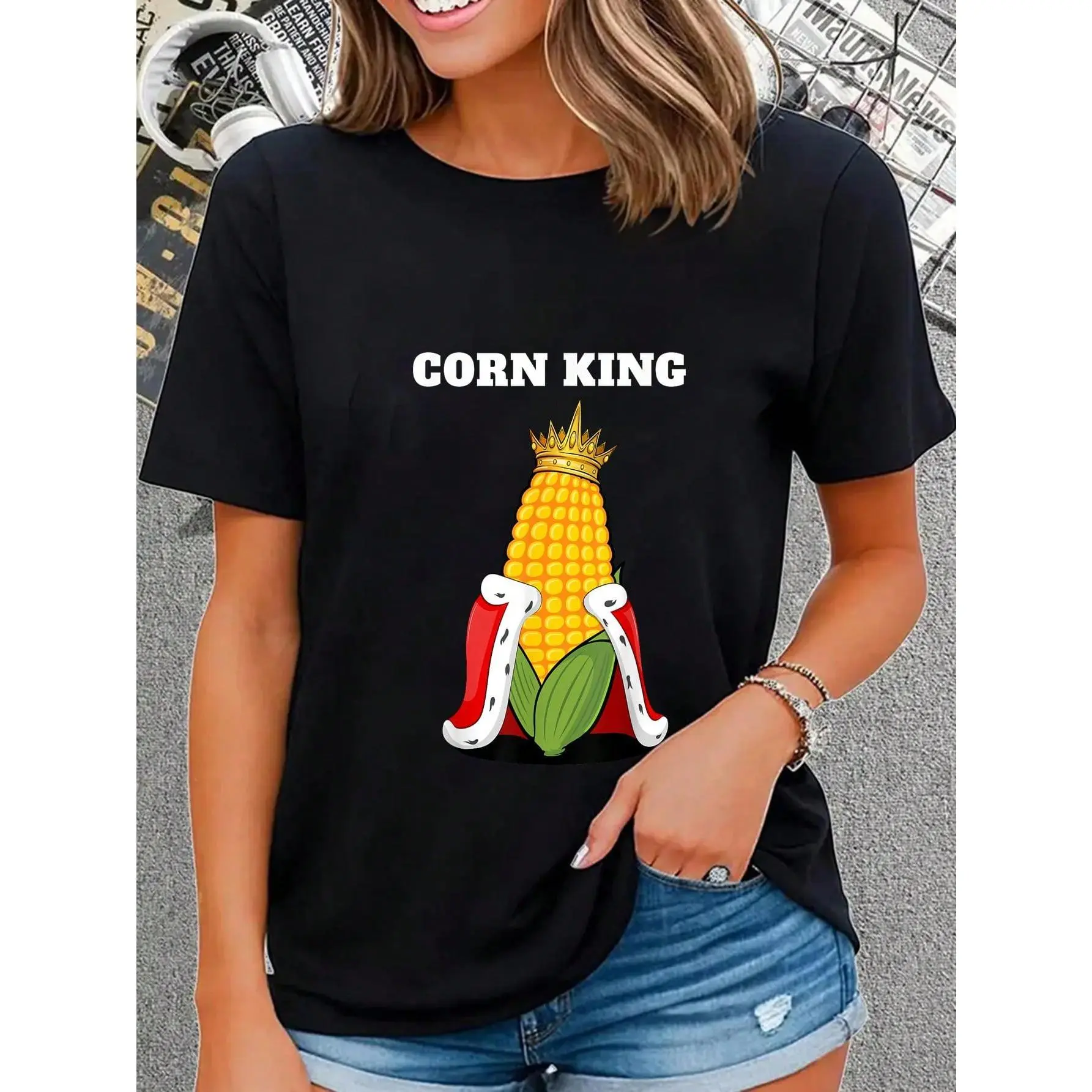 100% Cotton Corn King | Mens Corn Lover Shirt | Sweetcorn Shirt | Corn T-Shirt