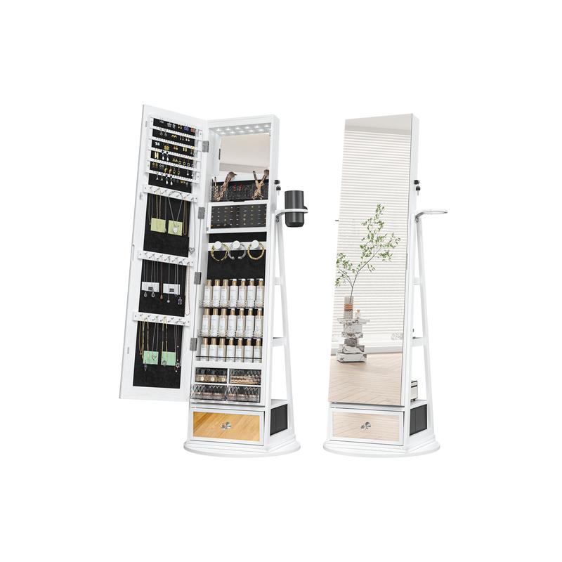 [Valentine's Day gift]LHBCRAFT Mirror Jewelry Cabinet Standing, jewelry armoire, Mirror with Storage, Standing Jewelry Armoire Organizer, Mirror Cabinet