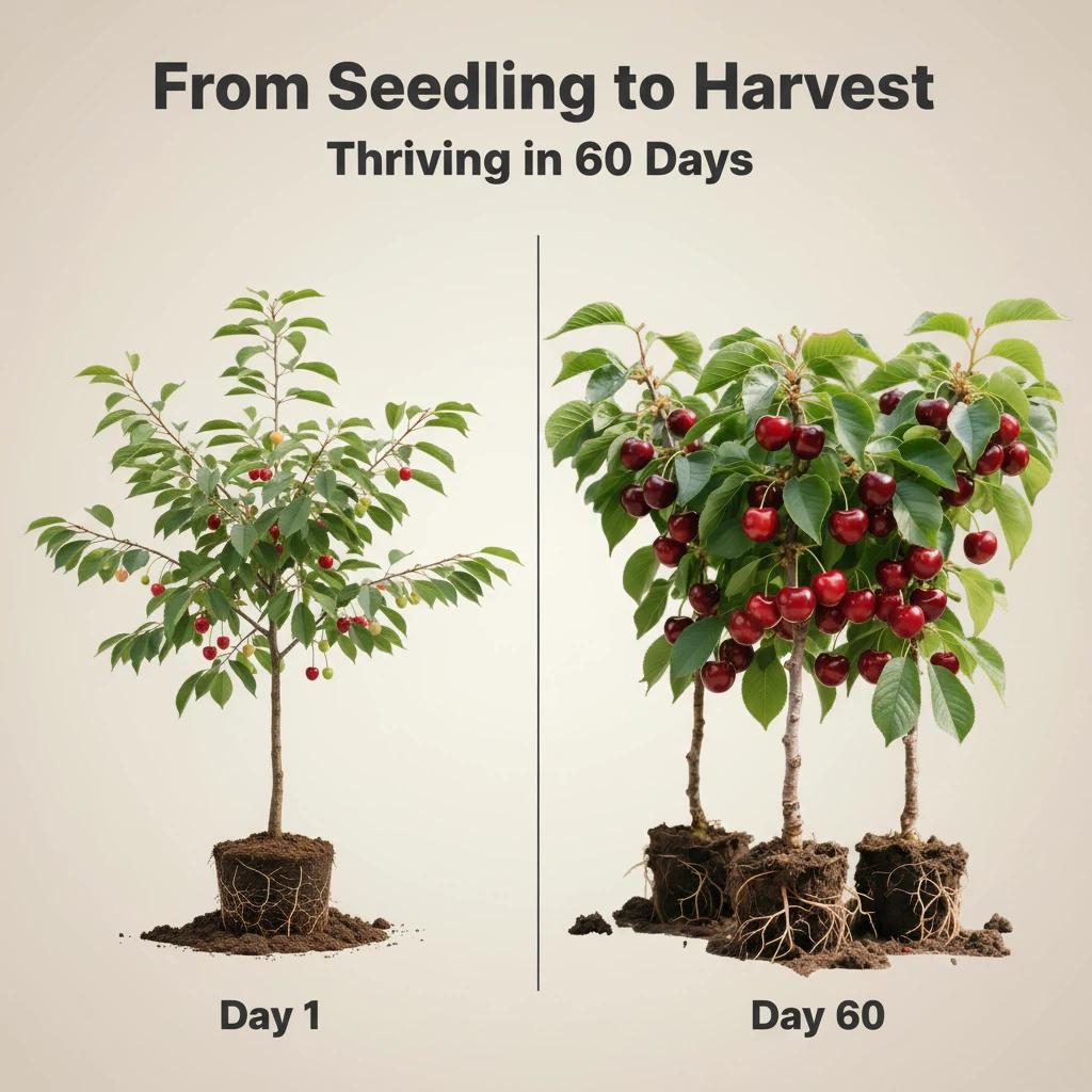 /Heirloom Non-GMO Cherry Live Plant Seedlings – Farm Grown Fruit Tree Starter for Home Gardens, Fast Growing High Yield