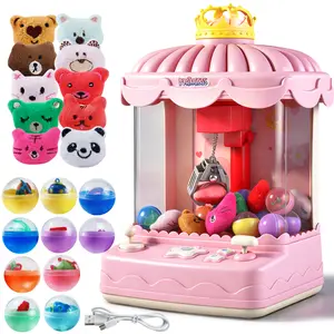 Pink Princess Claw Machine Arcade Toy with USB Charging Plush Dolls Party Birthday Gift for Girls