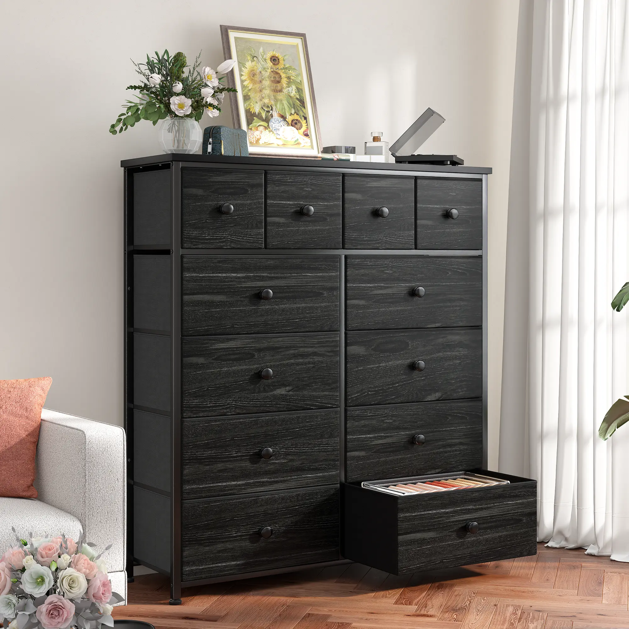 12 Drawers-Black