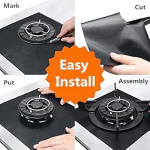 10 Pack Stove Burner Covers Double Thickness Reusable Non-Stick Heat-Resistant Gas Range Protectors for Kitchen and Easy to Clean（Black）FLSEPAMB