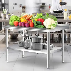 60”X 24”Stainless Steel Work Table, 700Lbs Heavy Duty Table with Adjustable Shelf for Commercial Home Kitchen Prep & Storage Restaurant Hotel Outdoor Camping
