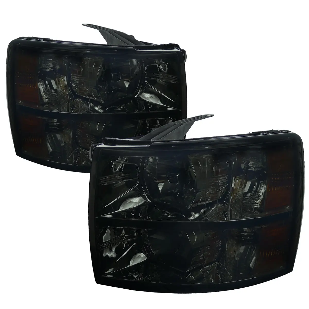 2007-2013 Chevrolet Silverado 1500/ 2007-2014 Silverado 2500HD 3500HD Factory Style Headlights (Chrome Housing/Smoked Lens)