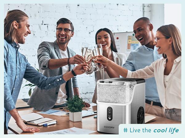 Euhomy【2025】 Nugget Ice Makers Countertop 35lbs/24H Pebble Ice Maker with Self-Cleaning Sonic Function, Compact Design & One-Year Warranty Service