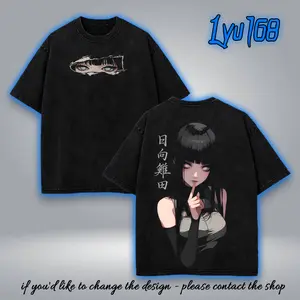Hinata Hyuga art hot girl Naruto art Washed anime manga game T Shirts Streetwear Cotton wash Menswear graphic tee tank top hoodie