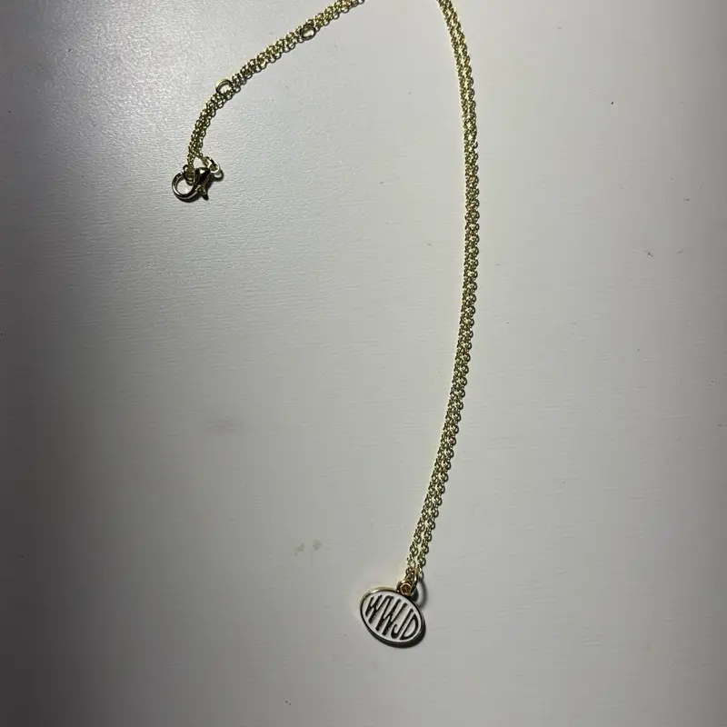 WWJD white and gold necklaces
