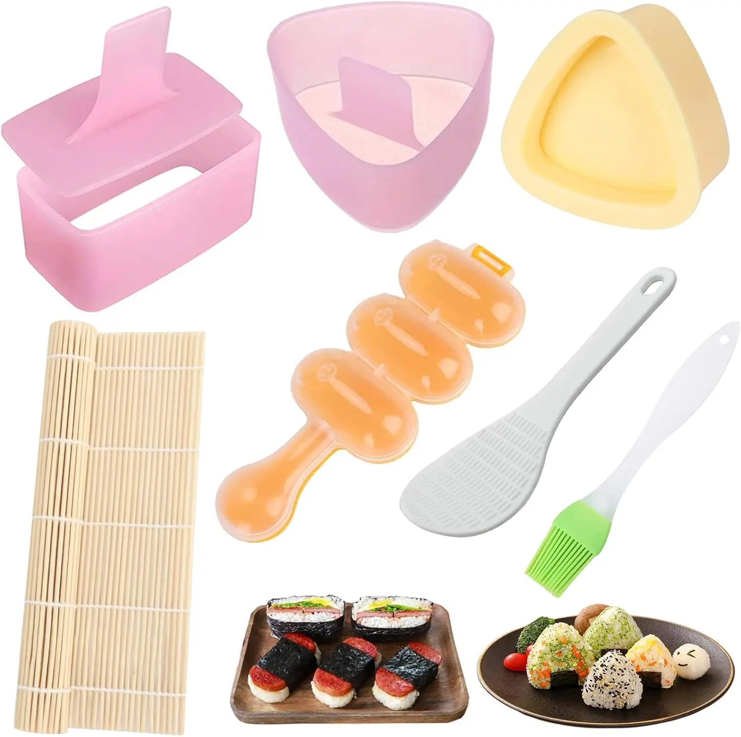 7/9/11PCS Spam Musubi Mold Musubi Maker Kit Spam Slicer Musubi Press Sushi Rice Onigiri Mold Set Egg Cutter for Luncheon Meat Hot Dog Cheese Strawberry Lunch Bento