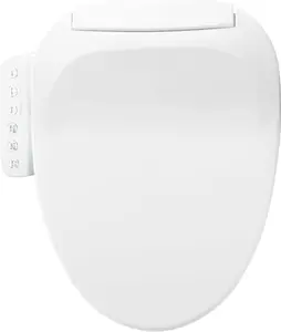 Electric Smart Toilet Seat, Instant Heating & Warm Air Dryer, Adjustable Water Temp ＆ Pressure, Nozzle Self-Clean, Feminine Wash, Slow-Close Lid, Night Light, Enlogated  Visit the Ecoflick Store