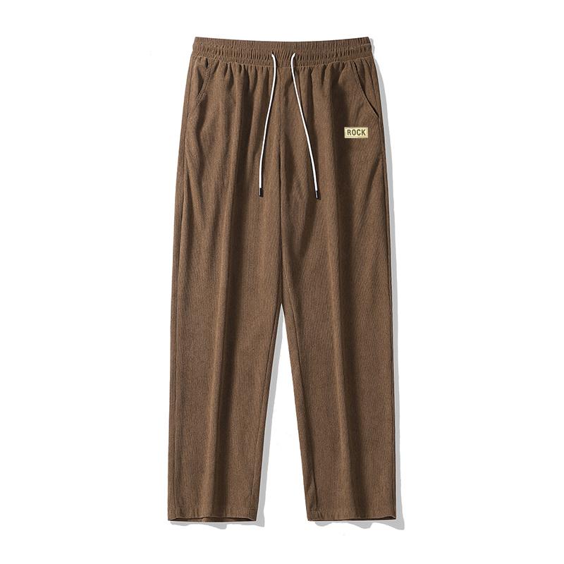 Men's trendy straight-leg pants with elastic drawstring waistband - loose fit all-season casual trousers, machine washable for everyday wear, hiking, and light outdoor activities; versatile straight-leg lounge pants