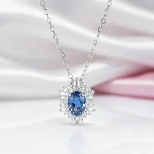 1.0 Ct Oval Cut Lab Alexandrite Pendant Necklace