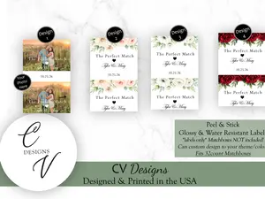 CV Designs Custom Matchbox Labels 70 pcs or 140 pcs Modern Glossy Water-Resistant Personalized Party Favors