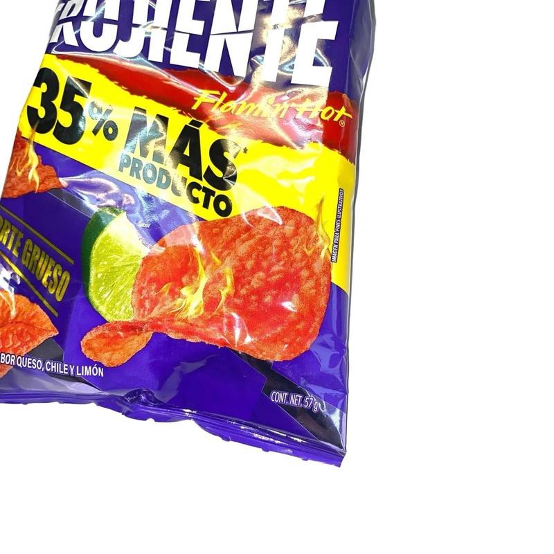 10 - PK Sabritas Receta Crujiente Flamin Hot Potato Chips - Crunchy Snack - Chili, Cheese & Lemon Flavor - 57g Bag - Mexican Chips - Sabritas Mexicanas - Papitas Mexicanas