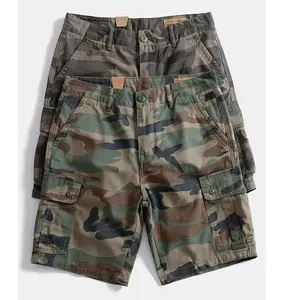LIA 2025 Men's Cotton Summer Retro Multi-Pocket Workwear Camouflage Cropped Pants Trendy Loose Camouflage   Loose Camouflage   cargo shorts
