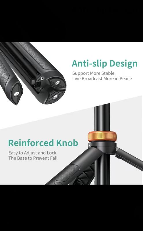 61" Phone Tripod for Live Streaming & Vlog Extendable Selfie Stick with Bluetooth Remote for iPhone Android Professional Grade Nylon 6/6 Aluminum Ring Locks 360° Ball Head