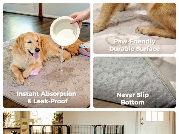 FXW Washable Pee Pads for Dogs, Puppy Pads with Super Absorbent, Specifically Designed for 18"/24"/30"/36" Length Cages, Khaki