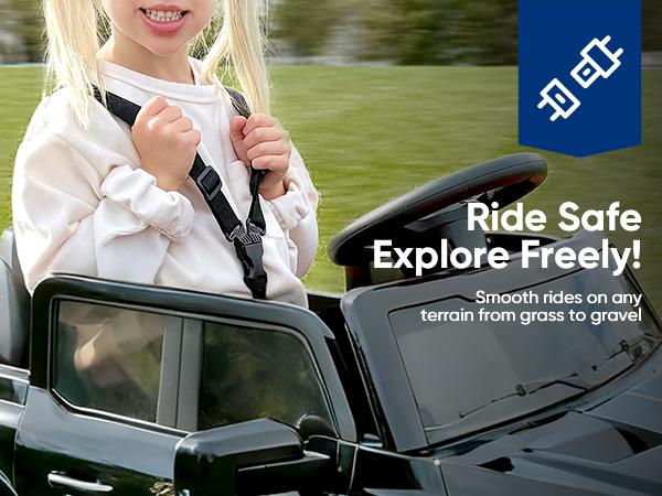 Hikiddo Kids Ride on Car Licensed Ford-Shelby F-150 24V Electric Car Toys for Kids Toddlers w Remote 400W Motor with Bluetooth Music Player Storage Trunk & Three Point Safety Belt