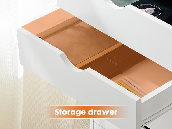 Wood Vertical Organization File Cabinet with Wheels Mobile Drawer Storage for Home Office