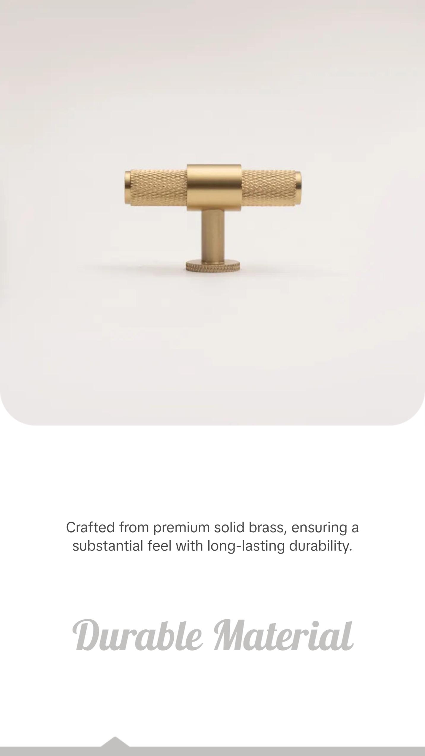 Solid Satin Brass Knurled Drawer Pulls and Knobs