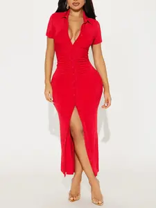 Silky Smooth Slinky Maxi Dress - Red