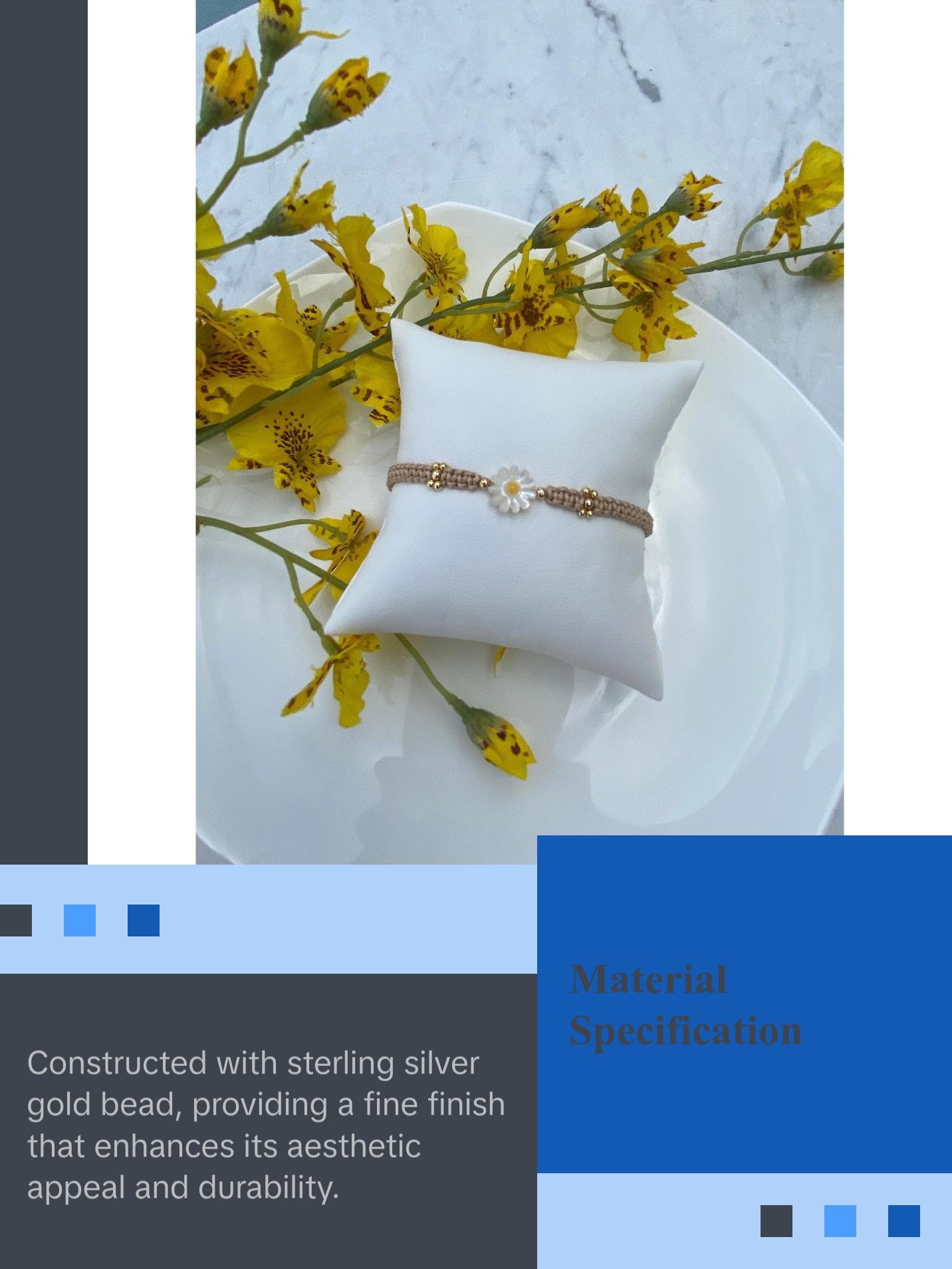 Adjustable Macrame Daisy Flower Bracelet