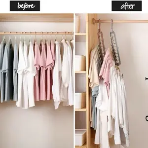 9 in 1 Smart Hanger, Upgrade Space Saving Hanger, 9 Holes Rotate Anti-Skid Folding Hangers with Multifunction Space Saving, for Heavy Clothes, Multiple Shirt, Shirts Pants (4pcs-White)