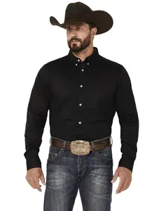 Cody James Men's Basic Twill Long Sleeve Button-Down Performance Western Shirt - Cjfa23w17-Blk