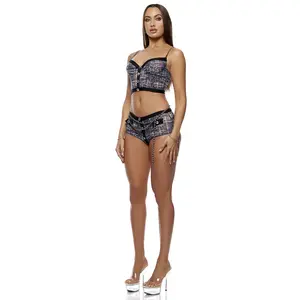 Forplay Keep It Classy 3-Piece Mesh Bustier Lingerie Set - Black White