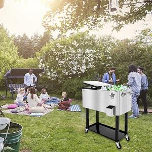 VINGLI 80 Quart Rolling Ice Chest on Wheels, Portable Patio Party Bar Drink Cooler Cart, with Shelf, Beverage Pool with Bottle Opener,Water Pipe Fathersdaygift VINGLI 80 Quart Rolling Ice Chest on Wheels, Portable Patio Party Bar Drink Cooler Cart, with Shelf, Beverage Pool with Bottle Opener,Water Pipe Fathersdaygift