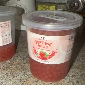 BREXONIC Popping Boba Pearls Bursting Tea Balls Drink & Dessert Topping Strawberry, Mango Fruit Flavored Bubble Tea Tapioca Pearls (Blueberry, 2 LB)