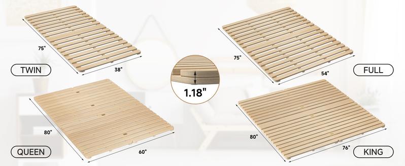 Lilypelle Foldable Solid Pine Wood Tatami Bed Frame, Japanese Tatami Bed Frame Slatted Bed, Beds Plate for Japanese Floor Futon Mattress, Guest Tatami Mat Floor Sleep Bedding