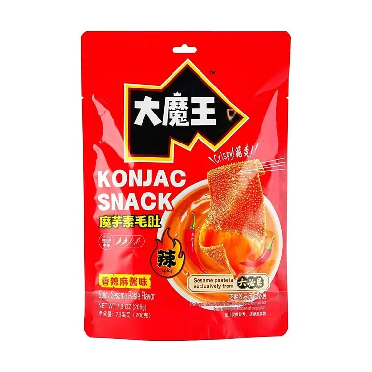 Mowon Konjac Spicy Snacks - Spicy Sesame Flavor, Low Calories, Guilt-Free, Chewy Texture, Konjac Base, 7.27 oz (206g) Per Pack, Ambient Savory Snack for Adults