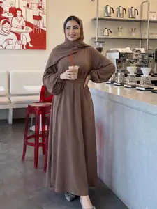 CL20-1 High Elastic Wrinkle Robe Hijab Robe Solid Color Muslim Abaya for Women's daily outfit affordable modesty eid celebration clothing style arabian dress on sale clothing- woman garments modest wear Thobe Combo,Fashionweek