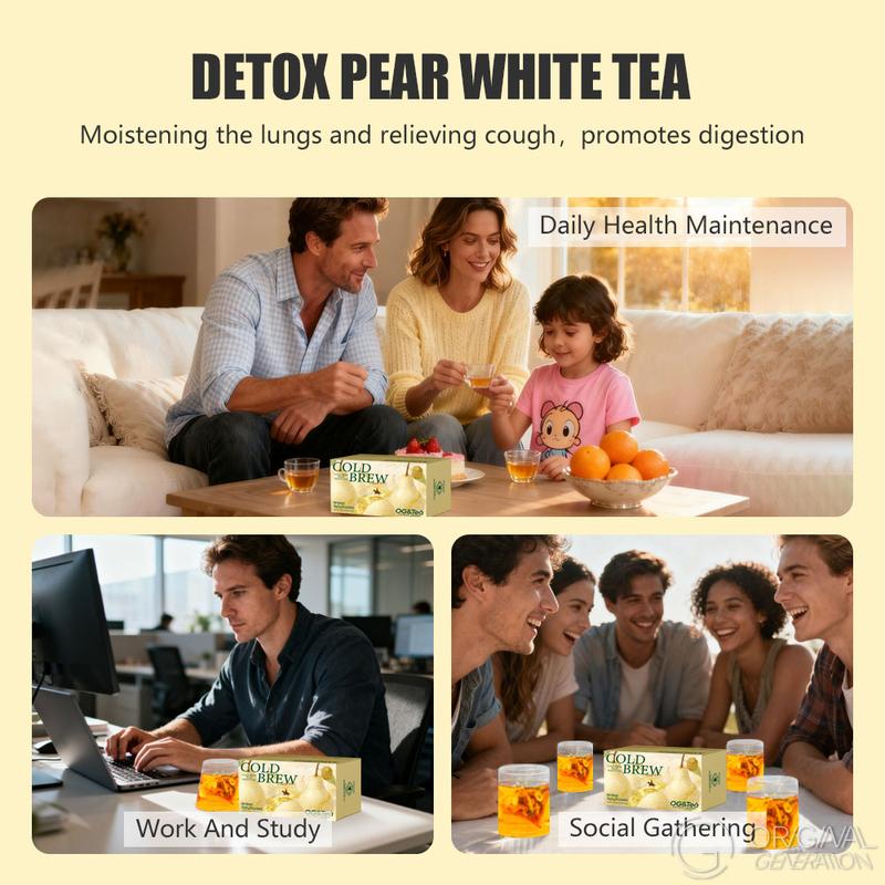 BOGO Detox Cold Pear White Tea 2 Cartons (1 Carton 40g 4g×10pack)×2 With Forest Thermos Real Pear Osmanthus Old White Tea Inside, No Sugar, No Artificial Flavor