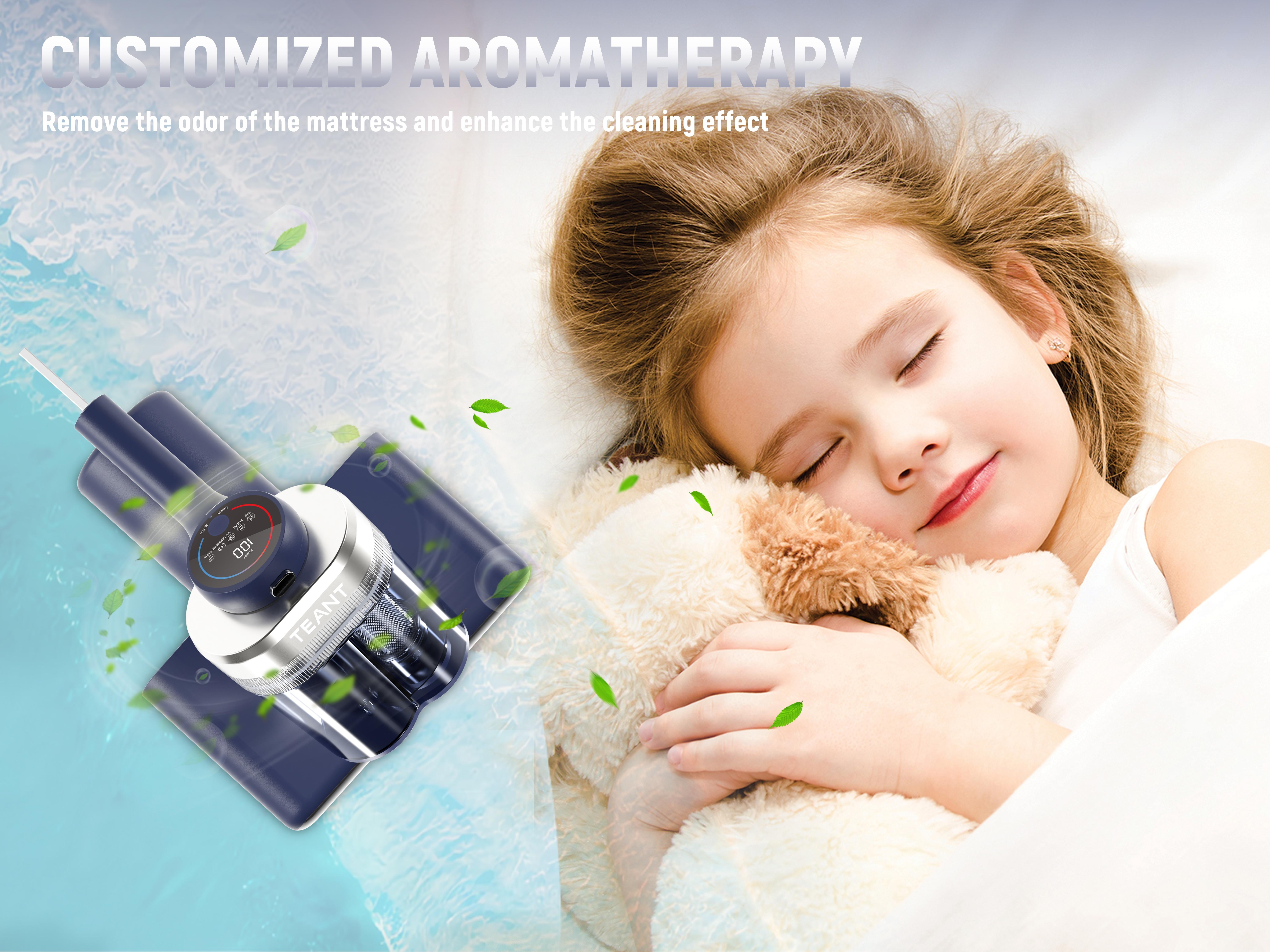 【NEW】Teant Mattress Vacuum Cleaner for Dust Mites Removal, Bed Vacuum with UV-C Light & 149°F Hot Air & Aroma Tablet & LED Display, 16Kpa Powerful Suction Double-Cup Handheld Vacuum Cleaner With HEPA Filter for Bed, Sofa, Carpet Deep Cleaning Machine