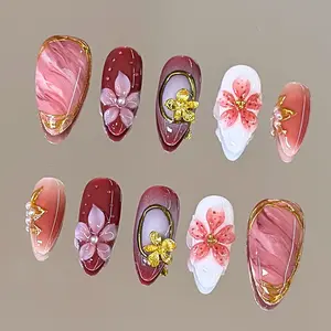 NailVesta PEACHY GLAZE – 100% Handcrafted 3D Press-On Nails | Reusable, Long-Lasting, Salon-Quality