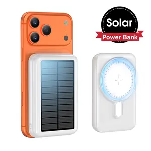 CITICR-MagSafe wireless charging solar power bank, 10000mAh thin and small portable charger, built-in QC3.0PD20W fast charging, USB-C output and input, suitable for iPhone12/13/14/15/16, Samsung, etc