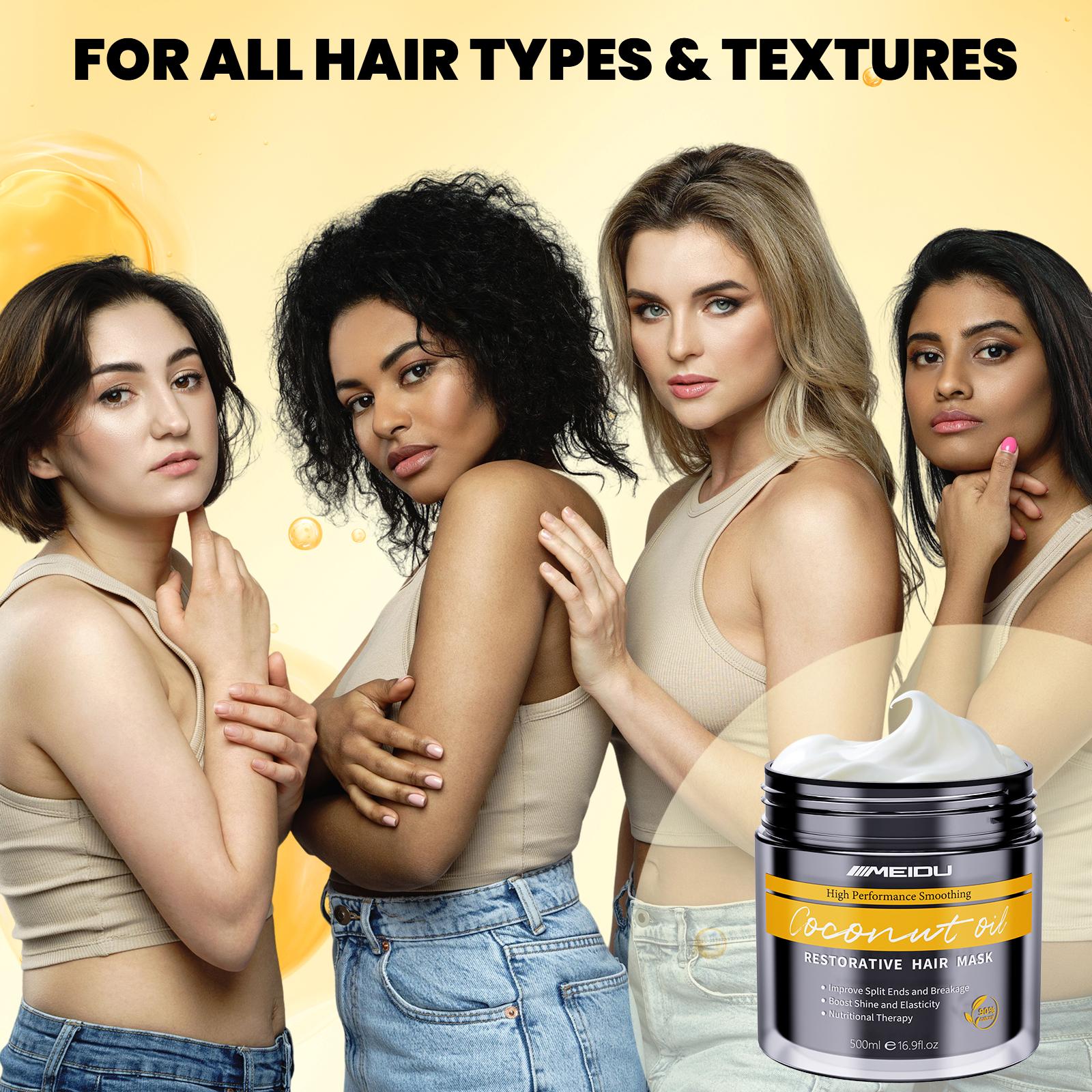 MEIDU Keratin Hair Mask, Ginseng and coconut oil deeply nourish and repair hair strands, Smooth Moisturizer Hydrating, Collagen Hair Treatment