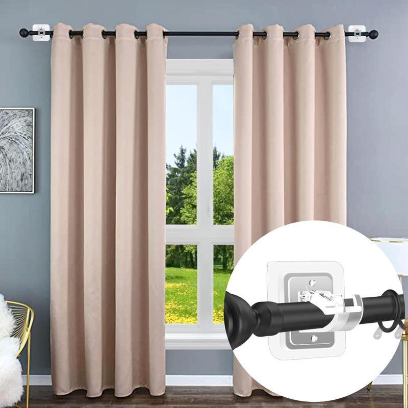 10 Pack No Drill Curtain Rod Brackets, Holding Up to 17 lbs, PET Curtain Rod Holders, Adjustable Curtain Hangers for Bedroom Bathroom and Living Room