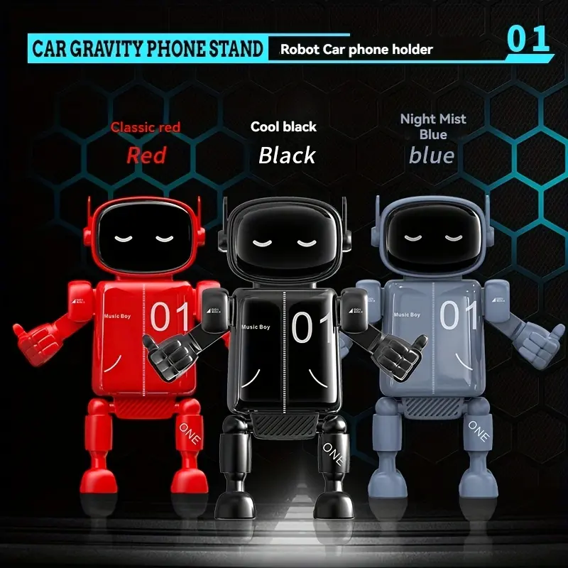 1pc Robot Car Phone Holder - Air Vent & Dashboard Mount, Multi-Functional ABS Material, Red/Black/Pink, Creative Navigation Design, Auto Organizer, Car Gadgets, Vehicle Accessories for Driving, Cars Accessories