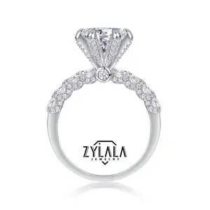 [158 Firework] 2/3/5 Carat Synthetic Moissanite Ring in Sterling 925 Silver Perfect For Engagement Wedding Promise & Valentine's Day