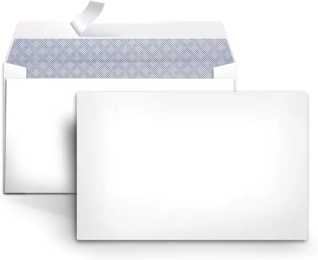 Amazon Basics #6 3/4 Rectangular Security-Tinted Self-Seal Mailing Envelopes, White, 100-Pack for Home & Office Use