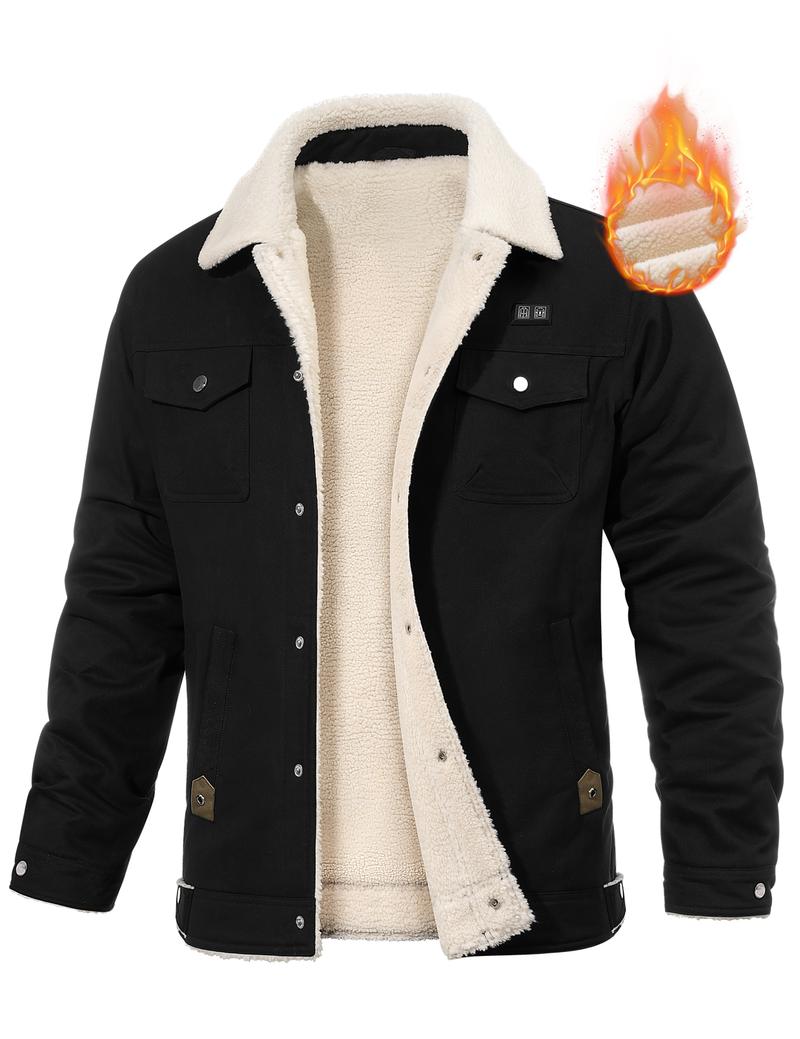 UMIPUBO Men's Heated Fleece Jacket with 5 Heat Zones, Sherpa Lining, Snap Closure, Warm Winter Outdoor Coat UMIPUBO Men's Heated Fleece Jacket with 5 Heat Zones, Sherpa Lining, Snap Closure, Warm Winter Outdoor Coat