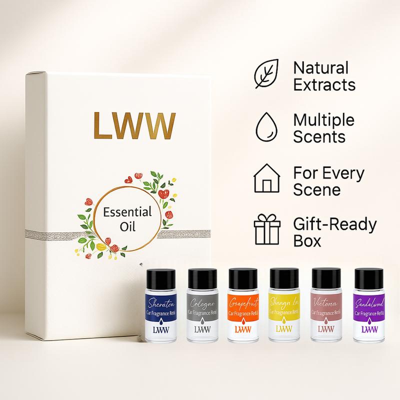 LWW Essential Oil Set 24-Pack 10 mL Each Assorted Scents for Diffuser & Car Freshener Refill Home Office Aroma Fragrance LWW Essential Oil Set 24-Pack 10 mL Each Assorted Scents for Diffuser & Car Freshener Refill Home Office Aroma Fragrance