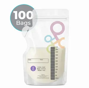 Primo Passi - Temp-Sensing Breastmilk Storage Bag – Leakproof Freezer Safe Milk Bags 8oz / 250ml (100 Pack)